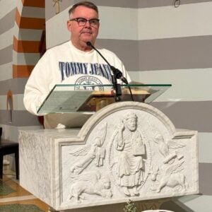 Chris Clune read at the Orchestral Mass